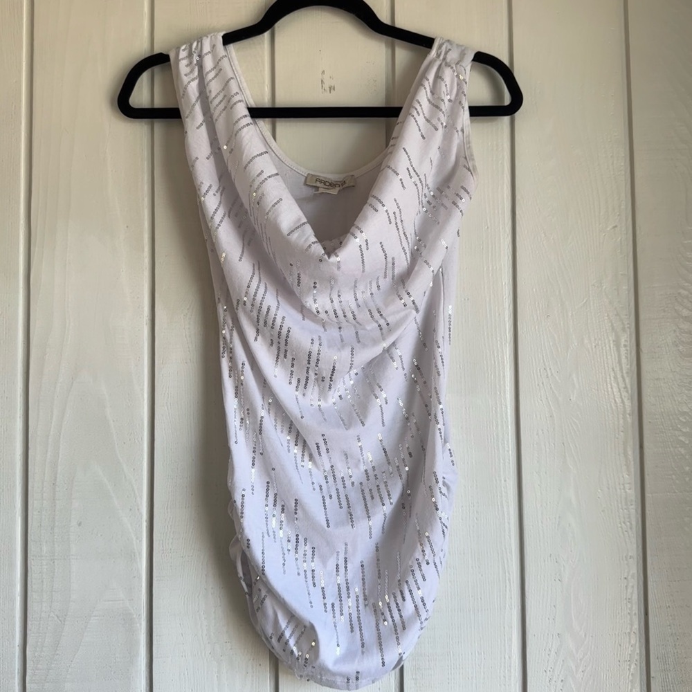 Arden B. Sequin Y2K Cowl Neck Top